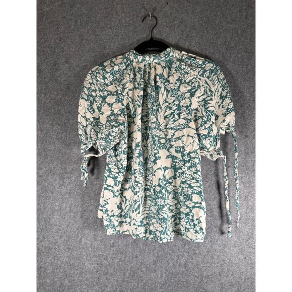 Cynthia Rowley Top Women‎ S Short Sleeve Balloon Sleeve Floral Feminine Romantic - Picture 6 of 7